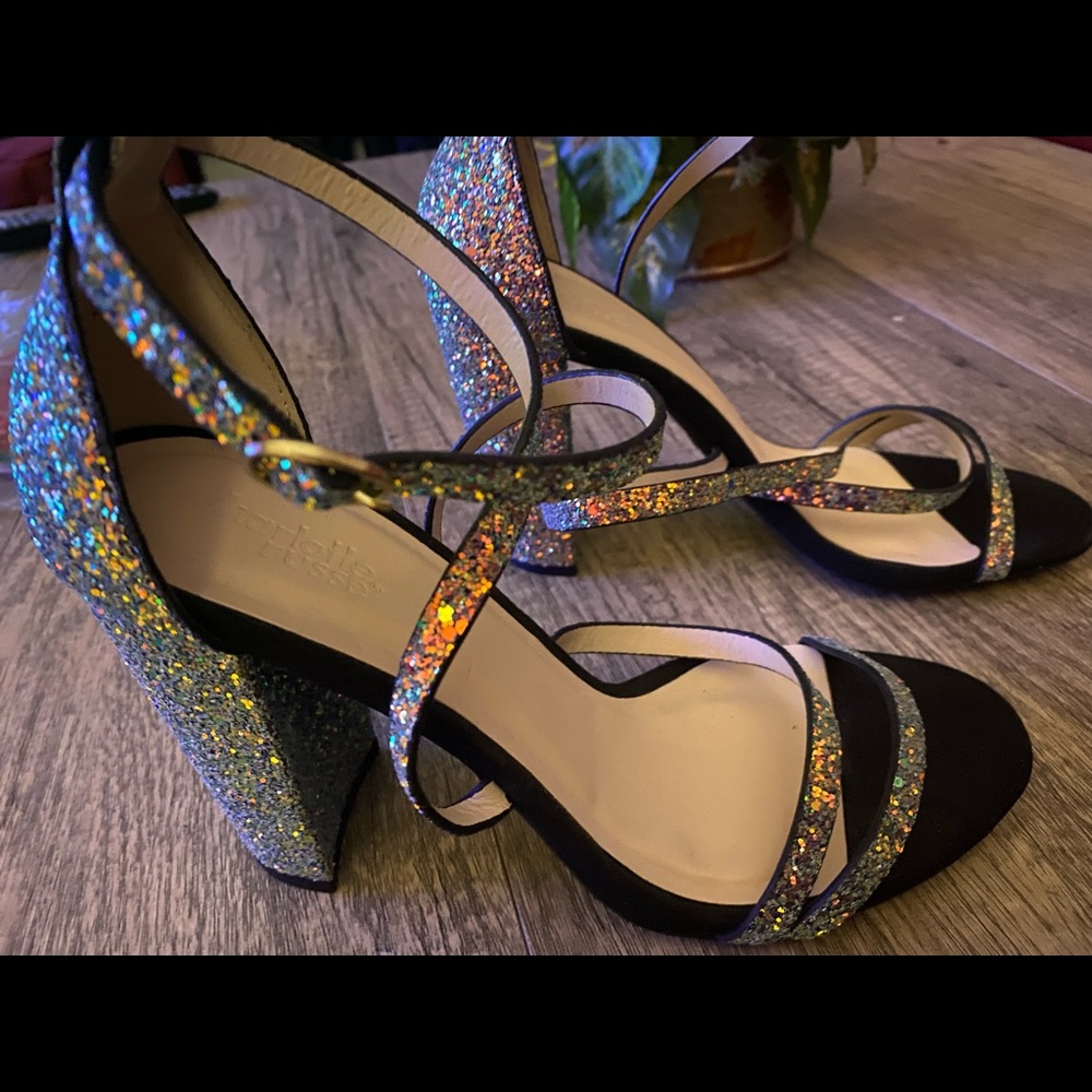 Black & multi colored sequin Charlotte Russe heels, size 8, never worn